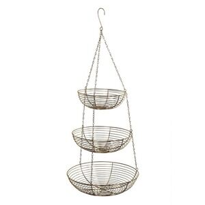 3 Tier Hanging Stainless Steel Basket Produce Plant Accessories Gold Kitchen NEW